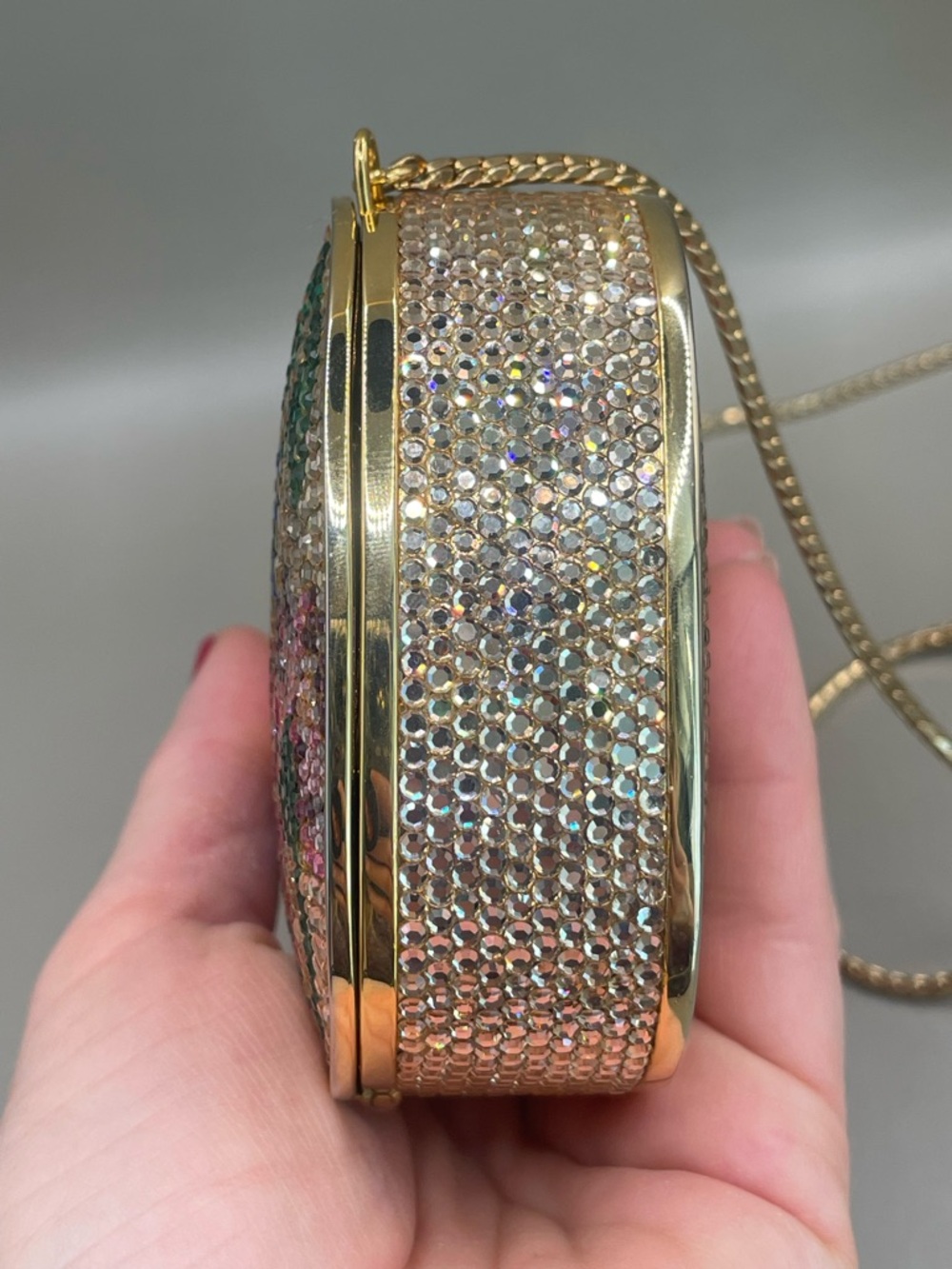 JUDITH LEIBER READ! USED Floral Swarovski Crystals GoldTone Shoulder Bag/Purse - Picture 3 of 15